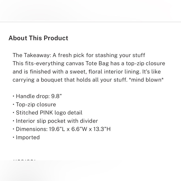 VICTORIA’S SECRET Floral Canvas Tote Bag NEW - Picture 4 of 5